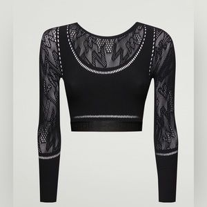 Wolford: SPORTY LOGO NET TOP LONG SLEEVE